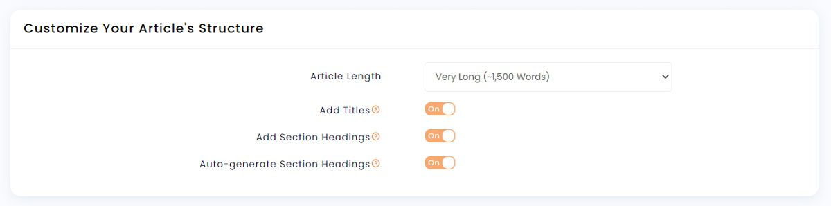 Choose your article length, and whether to add titles, subheadings, etc